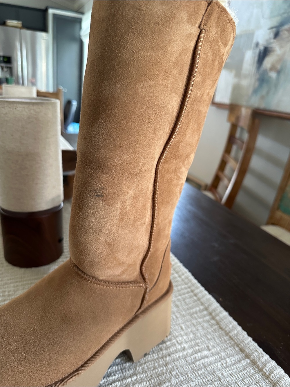 UGG Chestnut Platform Shearling Cuff Ankle Boots - Picture 6 of 8